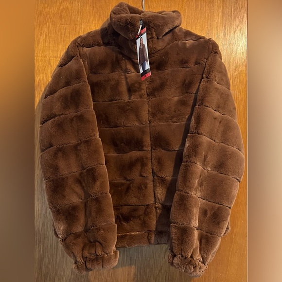 Weatherproof Caramel Brown Faux Fur Bomber Jacket - Picture 3 of 9